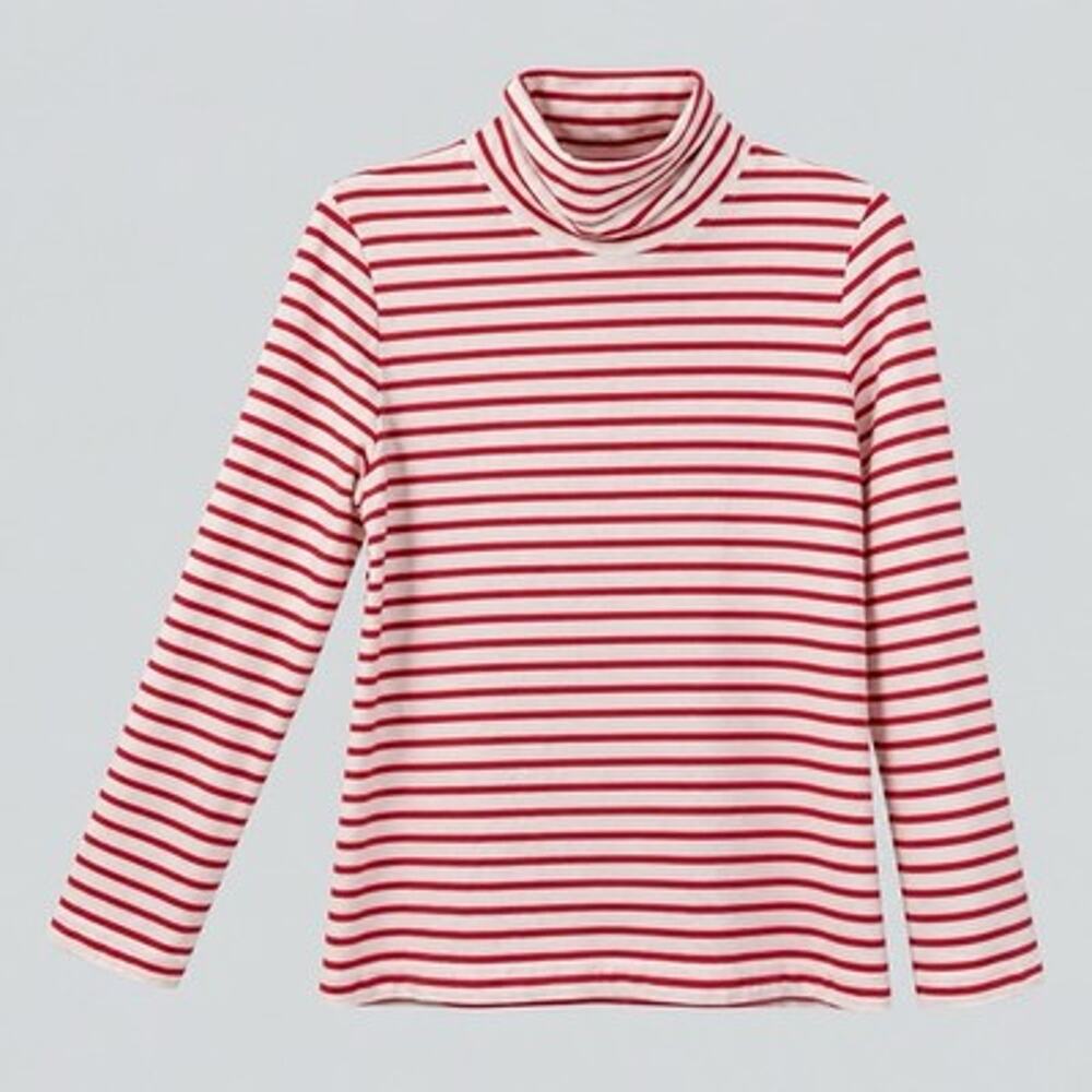 Alice Walk Turtleneck Tee Medium Long Sleeve Top Poppy White Striped Pullover
